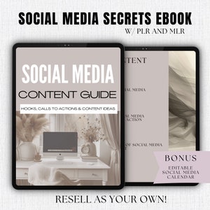 Social Media Content Guide DFY Social Media Planner Hooks Call to Action & 90 Days of Content MRR Social Media Templates Canva Ebook