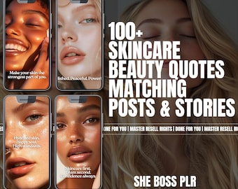 Skincare Instagram Post Templates: Beauty Social Media, Canva Editable (PLR MRR)