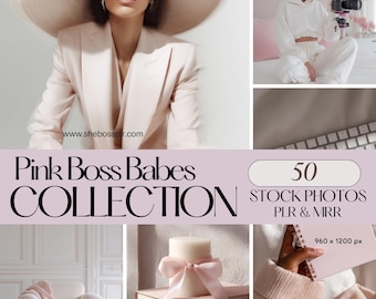 Pink Aesthetic Stock Photos PLR MRR Boss Babe Stock Images Digital DownloadDigital Download
