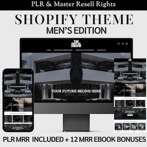 Shopify Theme For Digital Products Shopify Website Templates PLR MRR Digital Products Men Edition MRR Master Resell Rights