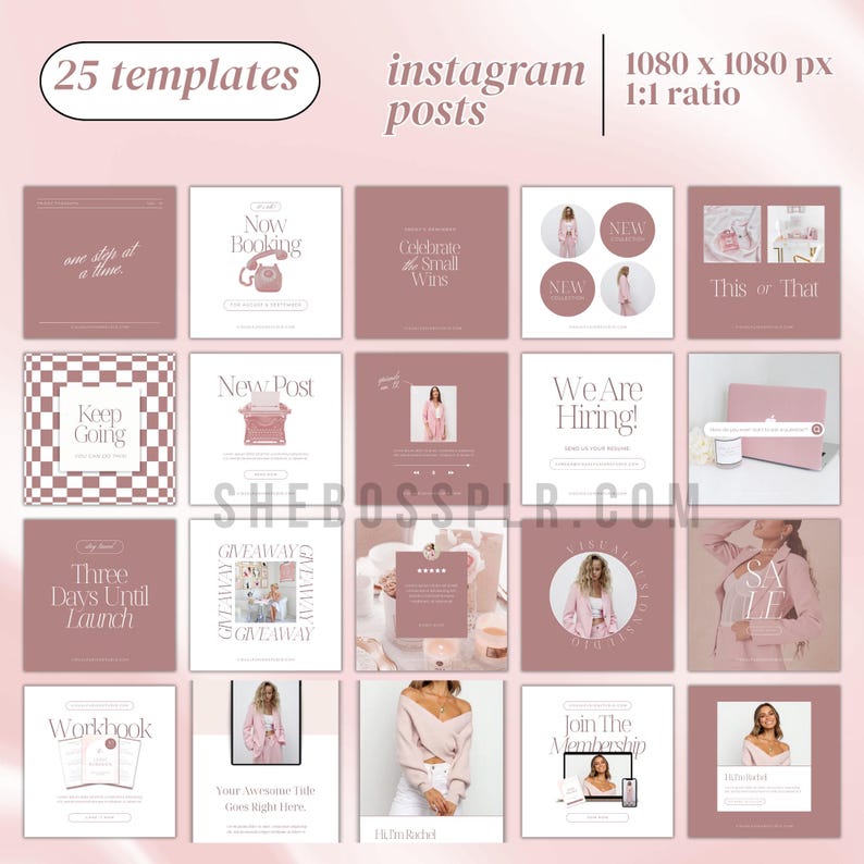 Blush Social Media Canva Template Bundle: Instagram, Pinterest ...