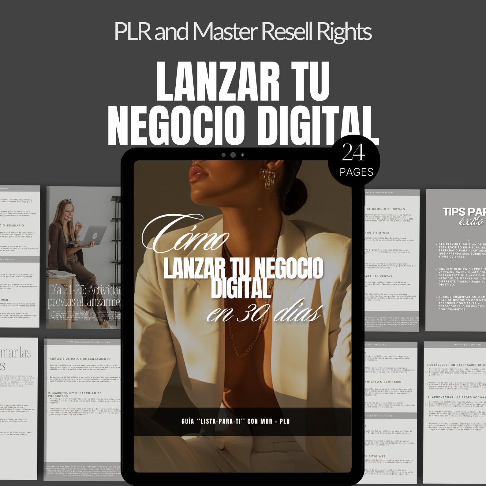 Digital Business Launch Guide (spanish) - PLR & MRR - Canva - Etsy