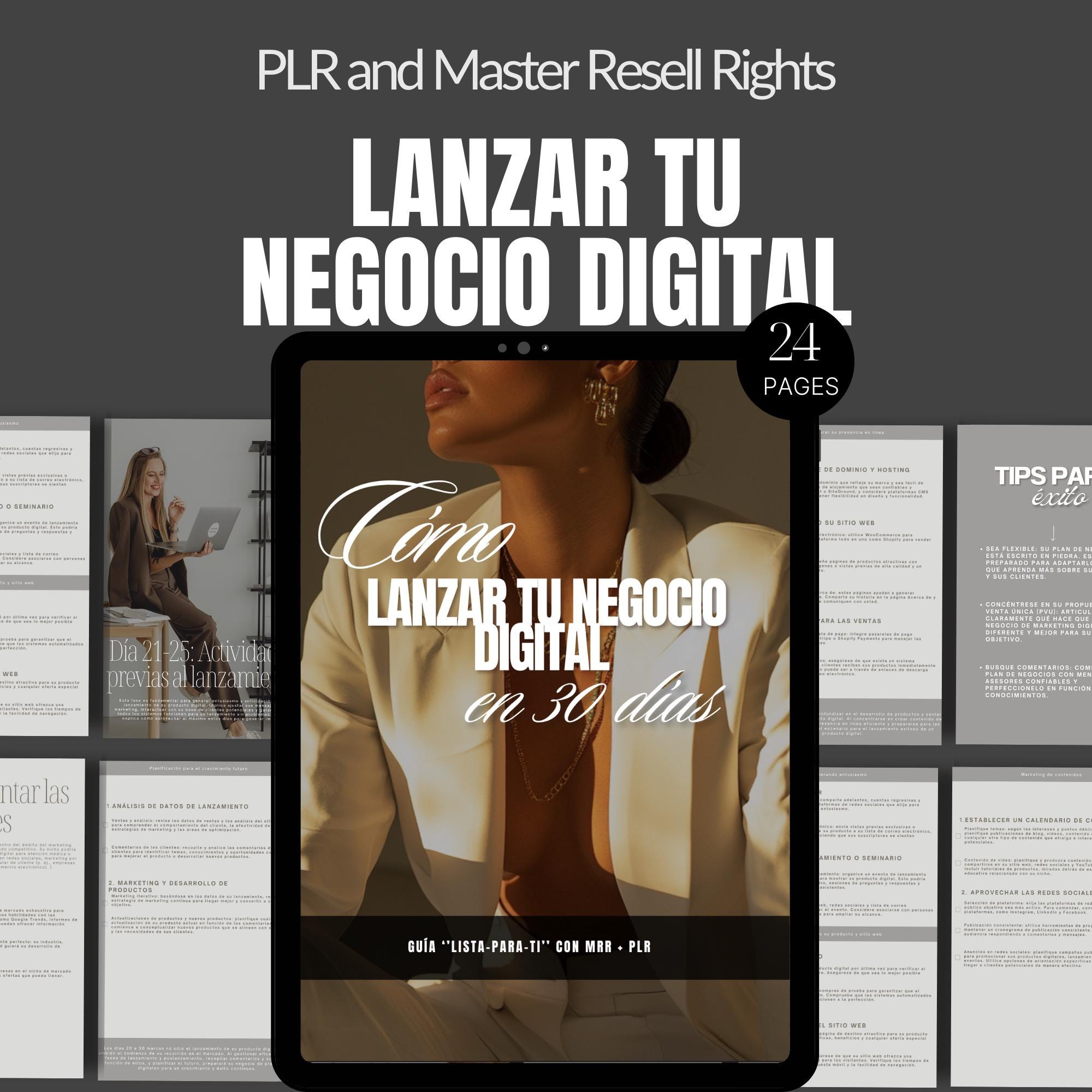 Digital Business Launch Guide (spanish) - PLR & MRR - Canva - Etsy