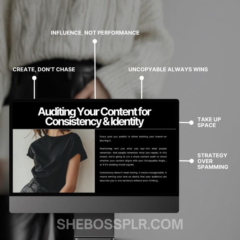 content for plr, mrr training, no daily posting, visibility strategy, creator guide, digital planner, faceless content, www.shebossplr.com
