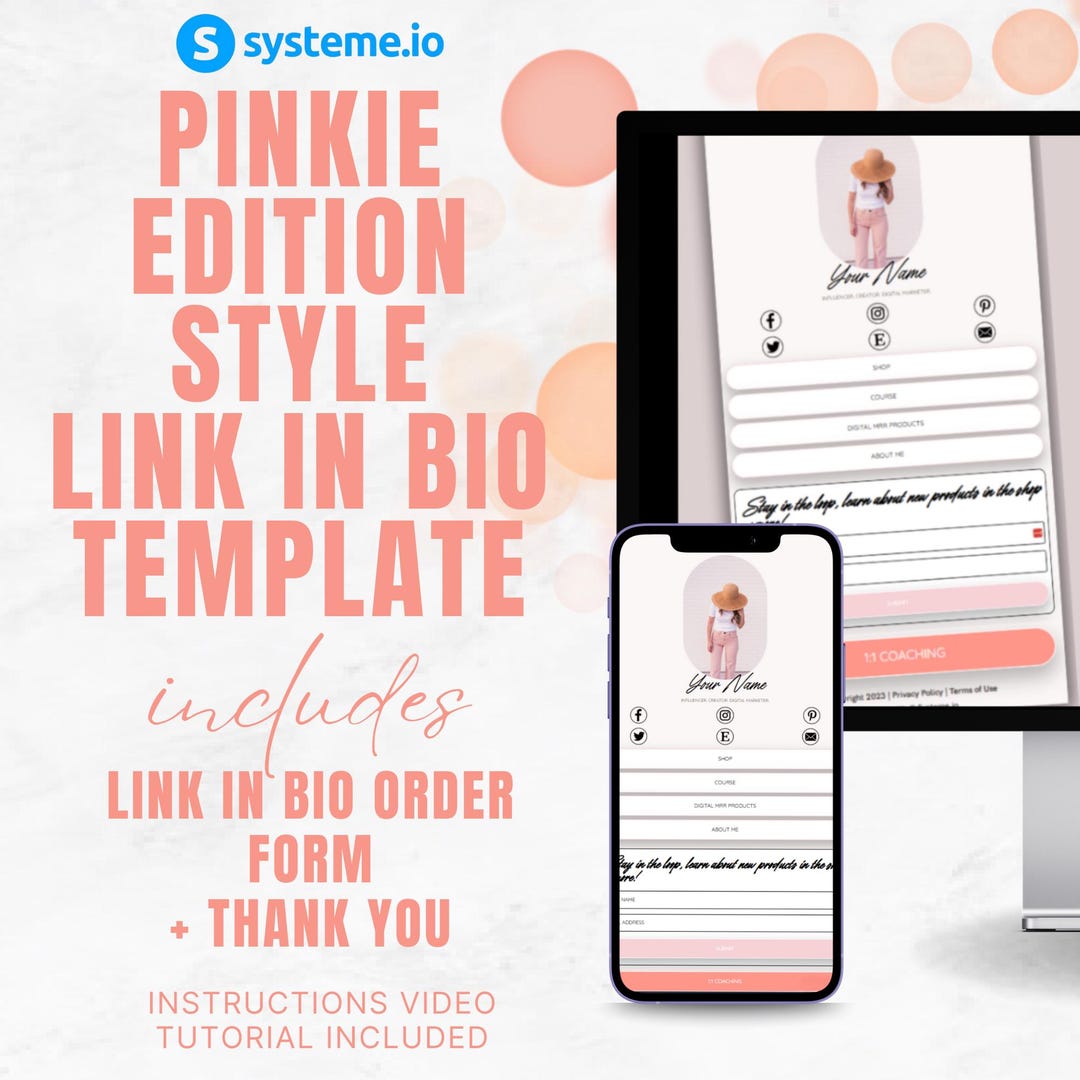 Systeme.io Link in Bio Template: Pinkie Edition Website (MRR) - Etsy