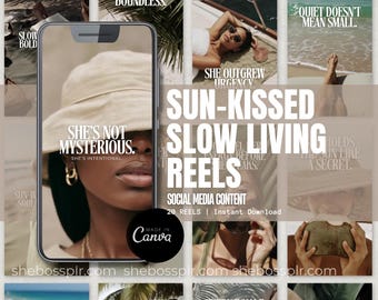 Vacation Living Reels PLR MRR Canva Templates Beach Aesthetic Instagram Reels Editable Canva Templates Viral Ready for Wellness Coaches