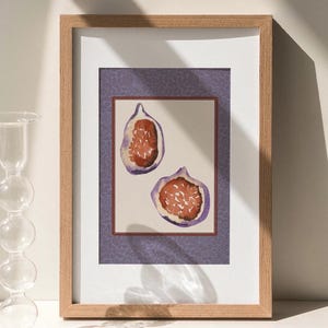 Fig Watercolor Print, Vintage Kitchen Art, Purple Fruit Illustration, Rustic Pantry Wall Art, Botanical Poster, Rustic Print
