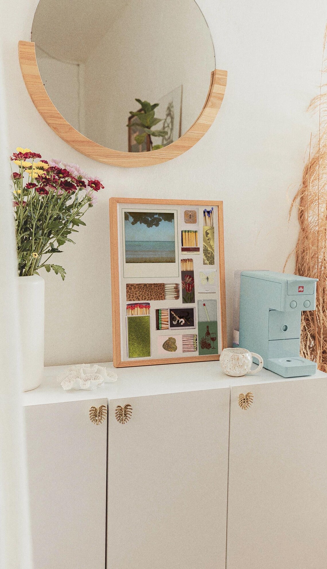 Vintage Beach Collage Print, Matchbox Art With Floral Textures ...