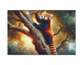 Gallery Wrap Canvas | Red Panda Art Wall Art | Landscape Home Decor Gift