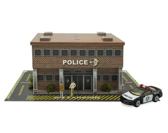 BK 6433; 1/64 Scale Slot Car HO Police Station Building Kit