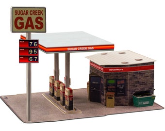 BK 6408; 1/64 Scale "Gas Station" Photo Real Scale Building Kit