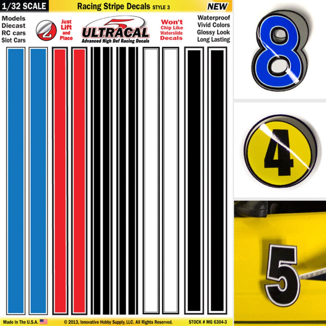 MG 6304-3 Ultracal Racing Stripe Style 3 Decals 1:32 Scale - Etsy