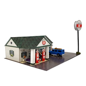 1:64 Scale &quot;Leroy&#39;s Gas Station&quot; Photo Real Scale Building Kit