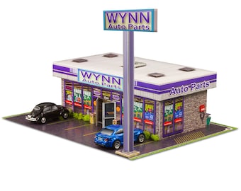 BK 6435 1/64 Slot Car Ho Wynn Auto Parts Store Photo Real Kit Model Diorama Scenery