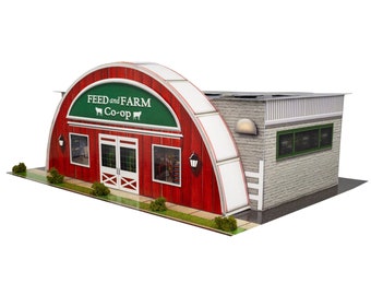 BK 6449 1:64 Scale "Slot Car Farm & Feed Diorama" Photo Real Scale Building Kit