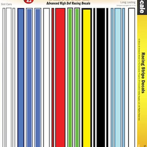 Puede incluir: Una hoja de calcomanías de rayas de carreras a escala 1/24 de Ultracal. Las calcomanías son de varios colores, incluidos azul, blanco, rojo, verde, amarillo y negro. Las calcomanías están diseñadas para usarse en coches de modelismo, incluidos coches de fundición, RC y de carreras de ranura. Las calcomanías son impermeables, tienen un acabado brillante y son duraderas. Las calcomanías tienen 9,17 pulgadas de largo.
