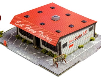 BK 8707 1:87 Scale "Diner & Bait Shop" Photo Real Scale Building Kit