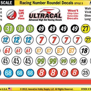 Ultracal High Def Racing Number Roundel Decals Style 3 1:43 Scale