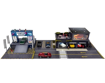 BK 6480; 1/64 Slot Car HO "Winners Podium" Photo Real Build Kit Diorama