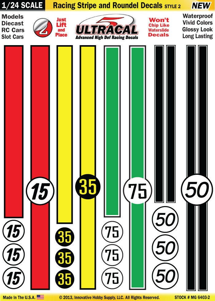 MG 6403-2 Ultracal Racing Stripe and Roundel Decals Style 2 1:24 Scale ...