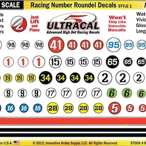 Mg 6100-1 Ultracal Racing Number Roundel Decals Style 1 1:64 Scale