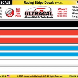 Ultracal Racing Stripe Decals Style 1 1:43 Scale