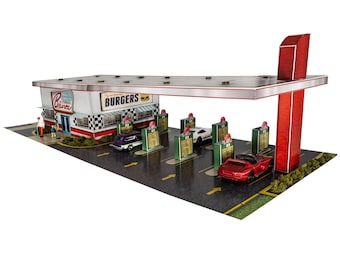 BK 6459; 1/64 Scale "Bruno's Dine-In & Drive-In" Photo Real Scale Building Kit