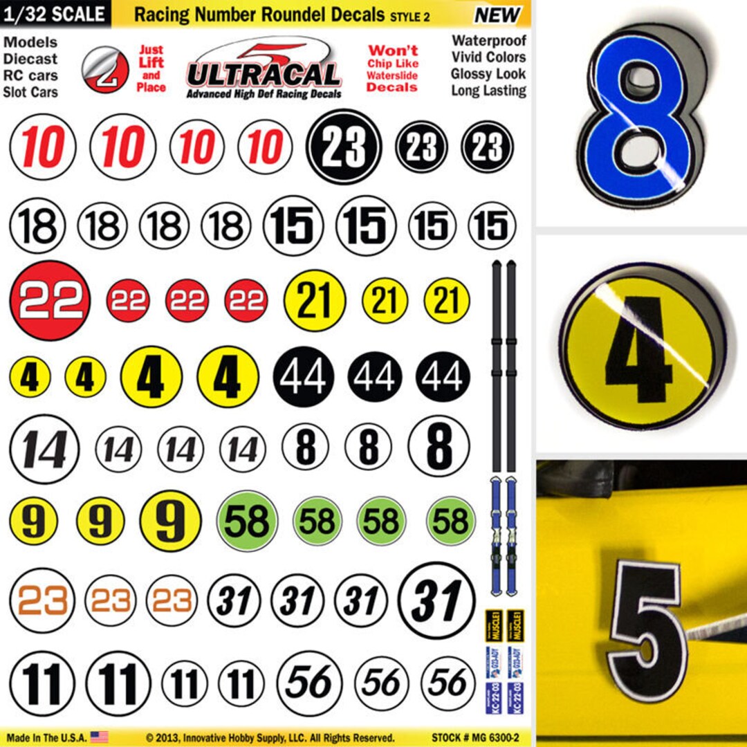 MG 6300-2 Ultracal Racing Number Roundel Decals Style 2 - Etsy