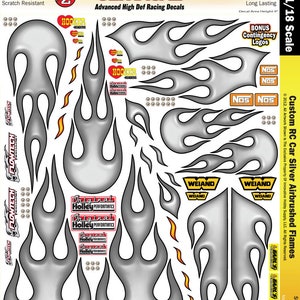 Mg 3510 Ultracal Custom Rc Car Silver Airbrush Flame Decals For 1/10 And 1/18 Scale