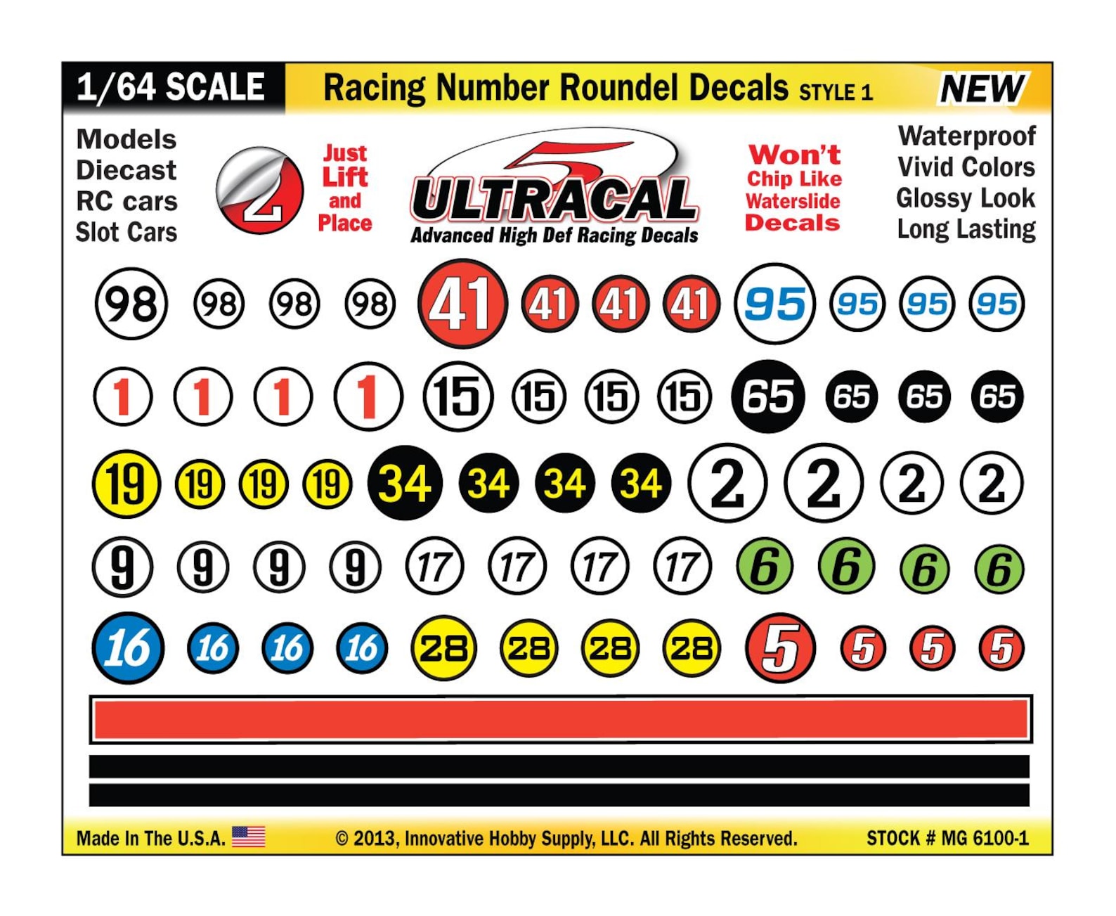MG 6100-1 Ultracal Racing Number Roundel Decals Style 1 1:64 Scale - Etsy