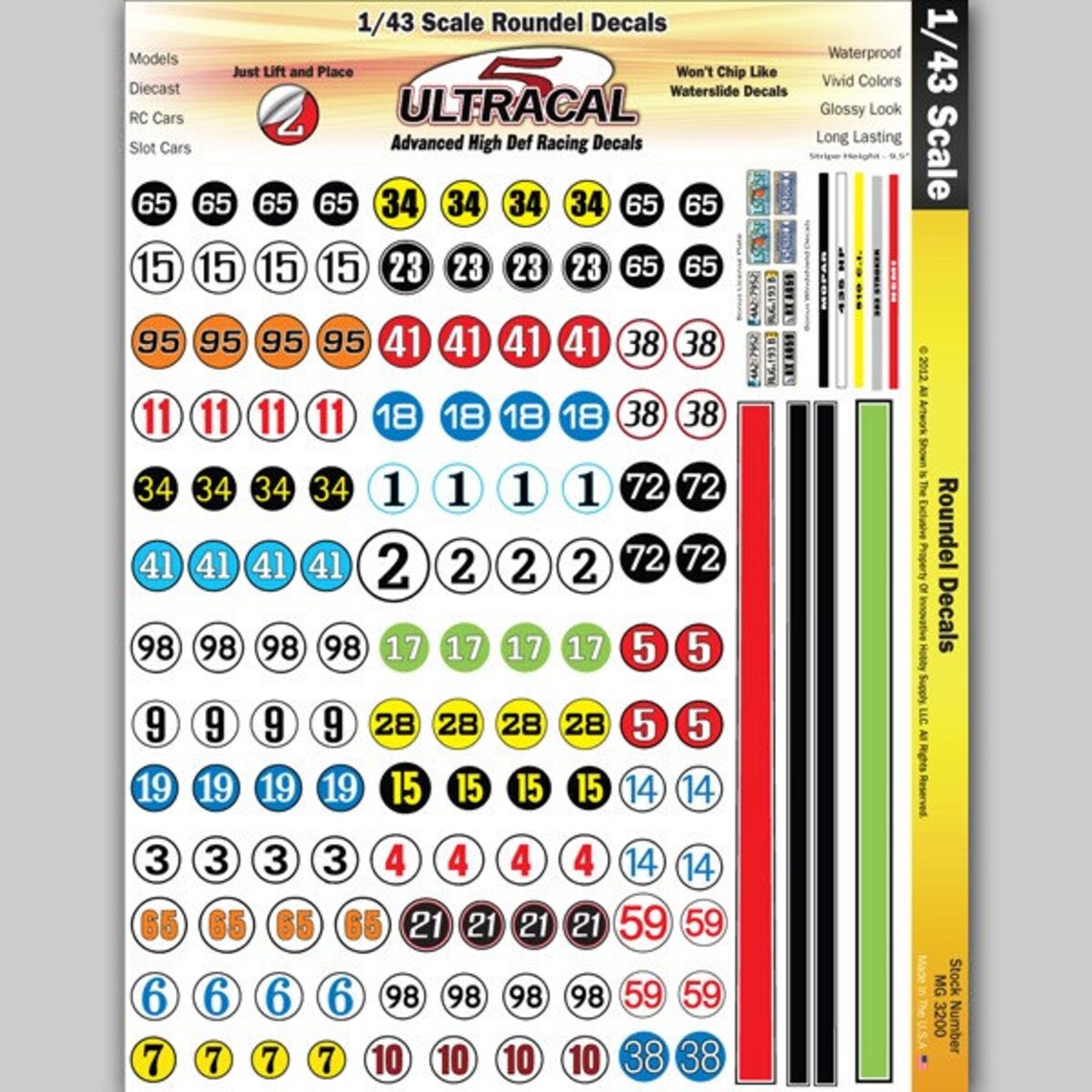 MG 3200 Ultracal Racing Numbers and Roundel Decals 1:43 O Scale - Etsy