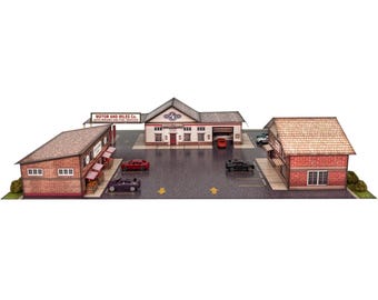 BK 2111 1:160 Scale "Gas Station" Photo Real Scale Building Kit