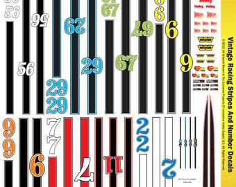 MG 3321 Ultracal Vintage Racing Stripes And Number Decals For 1:32 Scale Applications
