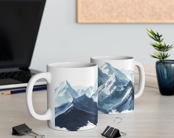 Mountain Theme Mug 11oz, Landscape Coffee Cup, Nature Mug, Coffee Cup
