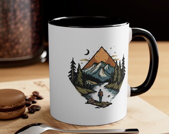 Nature, paysage, nature, extérieur, coucher de soleil, rivière, arbres, tasse paysage, tasse de café nature, amoureux de la nature, amateur de café