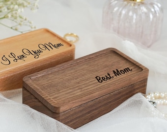 Customizable Wood Jewelry Box: Engraved Beech or Walnut, Portable Travel Case