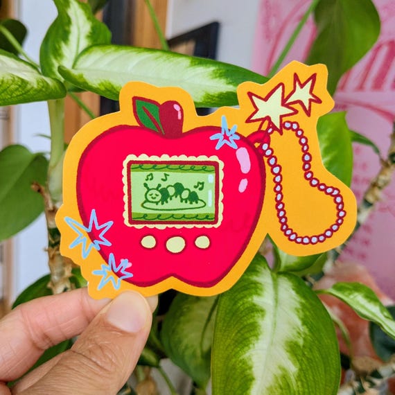 Apple tamagotchi sticker | stationery decoration laptop decal journalling
