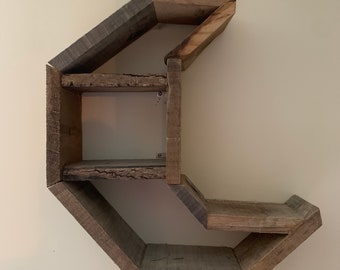 Live Edge Floating Shelf Crescent Moon