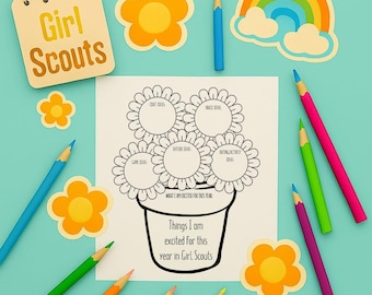 Girl Scout Leader First Meeting Coloring Page Printable, Troop Activity Sheet, Daisy Brownie Junior Icebreaker, Scout Printable Download