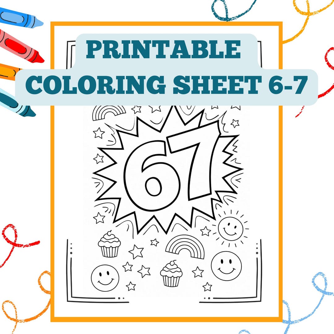 6 7 Coloring Page, Funny Viral Trend Kids Activity, Classroom Humor