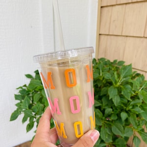 Mom Acrylic Tumbler with Lid and Straw - 16 oz