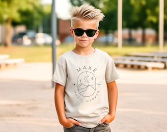Make Magic Happen Youth T-Shirt, Kids Inspirational Shirt, Positive Affirmation Tee, Motivational Kids Shirt, Trendy Youth Graphic Tee