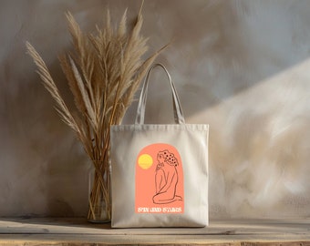 Sun and Stars Eco-Friendly Recycled Canvas Tote Bag: SALTY Gallery Print Yoga Women Shopper