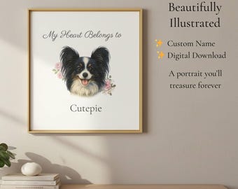 Personalized Dog Portrait Wall Art, Custom Pet Name Printable, Watercolor Dog Illustration Download, Pet Lover Gift, Custom Dog Artwork File