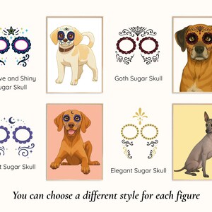 Custom Dog Sugar Skull Portrait, Personalized Pet Art, Day of the Dead Dog Illustration, Digital Dog Picture, Anime Style Pet Tribute image 4