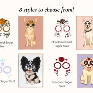 Custom Dog Sugar Skull Portrait, Personalized Pet Art, Day of the Dead Dog Illustration, Digital Dog Picture, Anime Style Pet Tribute image 3