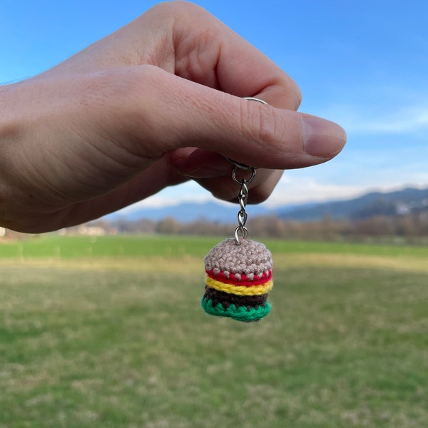 Porte-clés burger crocheté fast food cadeaux rigolos pour hommes