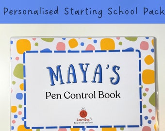 Writing Practice , Pen Control Starting School Pack, Tracing Mats , Handwriting Practice , Homeschooling, Personalised learn to write name