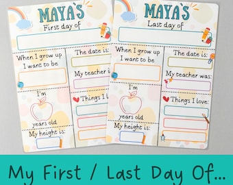 Personalised First & Last Day of School Sign, Memory Board, School Photo Prop, School Milestone Board, Preschool, Primary School Keepsake