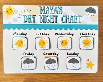 Tabla de noches secas para niños, ayuda eficaz para el entrenamiento para ir al baño en niños pequeños, tabla de enuresis nocturna, sistema de incentivos para niños, herramienta para el entrenamiento para ir al baño